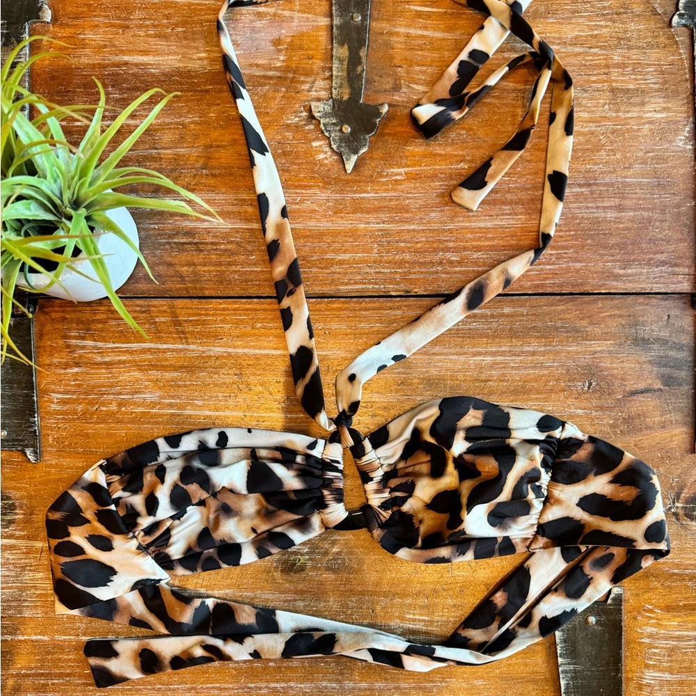 Leopard Bandue Halter Bikini Top by Cosabella (Tween)